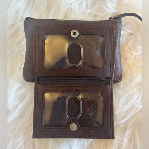 Kate Landry Brown Leather Coin Keychain Wallet Pouch S - Picture 3 of 9